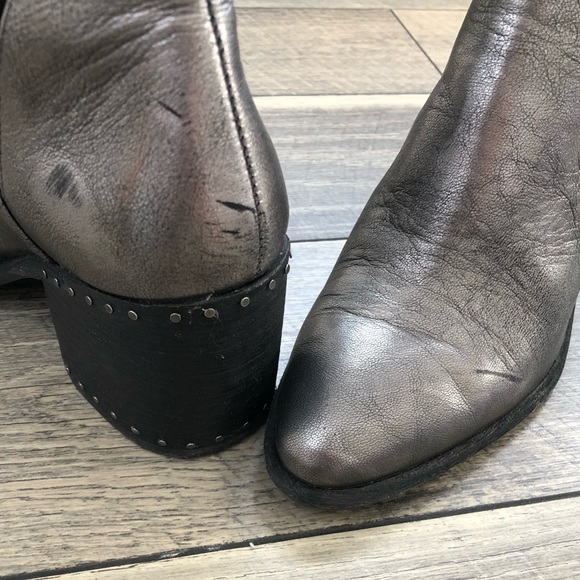 Metallic silver Vince Camuto Studded boots. Mid heel, bootie style - Picture 5 of 7